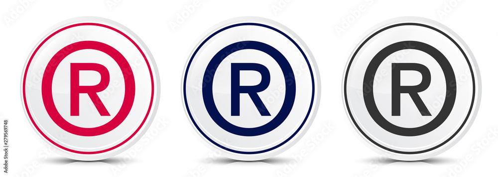 Registered symbol icon crystal flat round button set illustration design Registered symbol icon crystal flat round button set illustration design