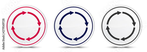 Refresh update icon crystal flat round button set illustration design