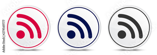 RSS Feed icon crystal flat round button set illustration design photo
