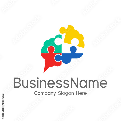 SOCIAL BRAIN GENIUS IDEA PUZZLE POLYGON LOGO ICON TEMPLATE. THIS LOGO IS SUITABLE FOR HIGH THINKING, PLAYING