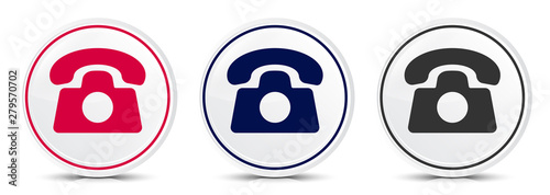 Telephone icon crystal flat round button set illustration design