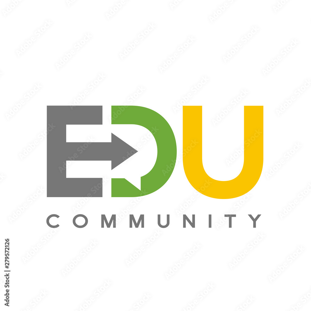 Fototapeta premium Education community logo with chat or comment symbol. This logo is suitable for learning, student, university, collage.