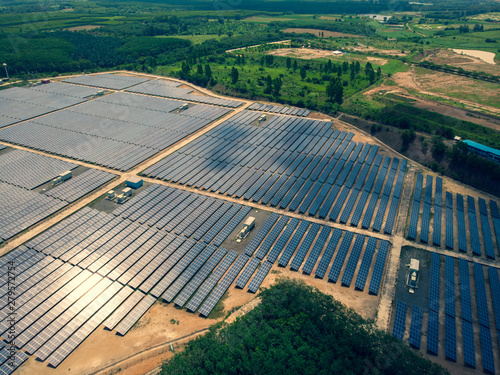 Aerial view of solar power plants.