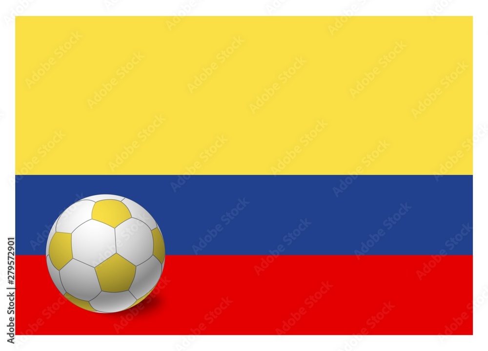 Colombia flag and soccer ball Colombia flag and soccer ball