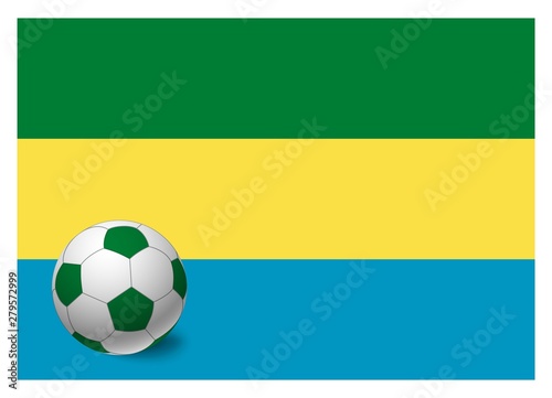 Gabon flag and soccer ball