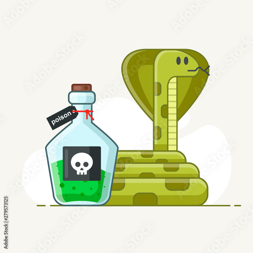 venomous snake on a white background. flask with 