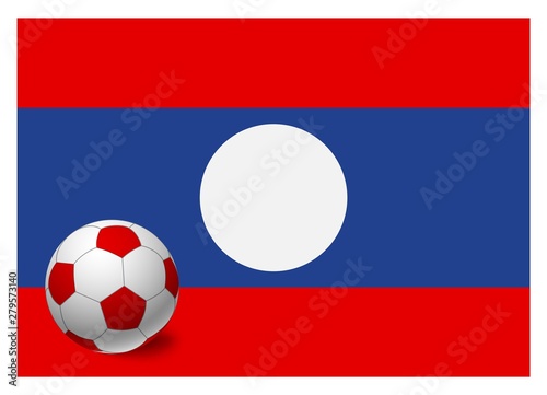 Laos flag and soccer ball