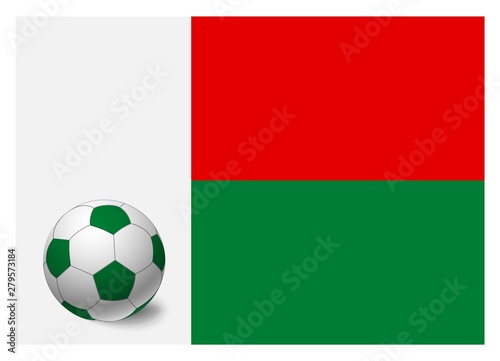 Madagascar flag and soccer ball