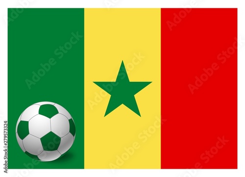 Senegal flag and soccer ball
