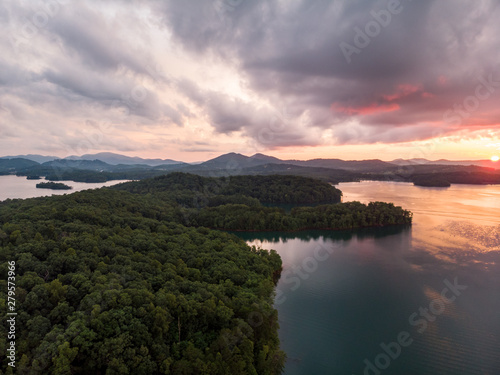 Aerial View of Sunset on Lake Chatuge, North Carolina