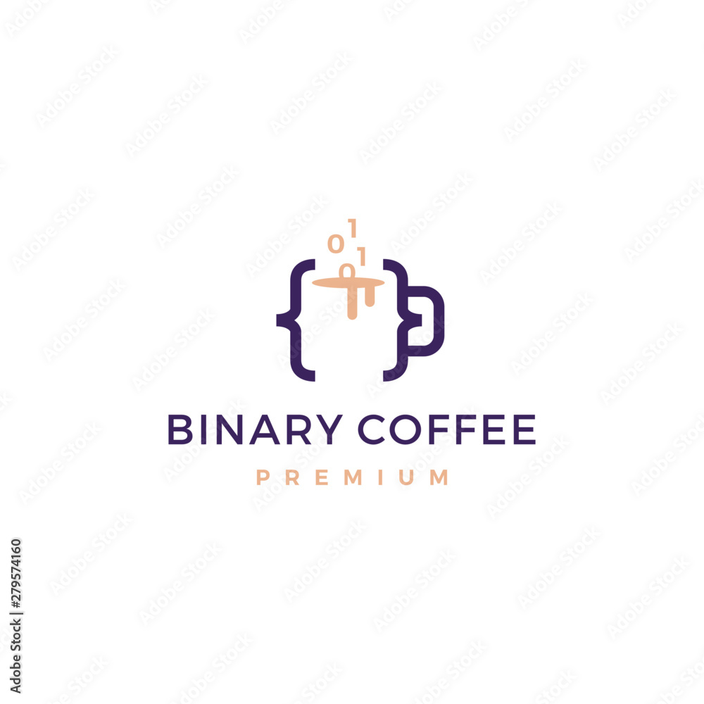 code binary coffee cafe mug glass logo vector icon illustration code binary coffee cafe mug glass logo vector icon illustration