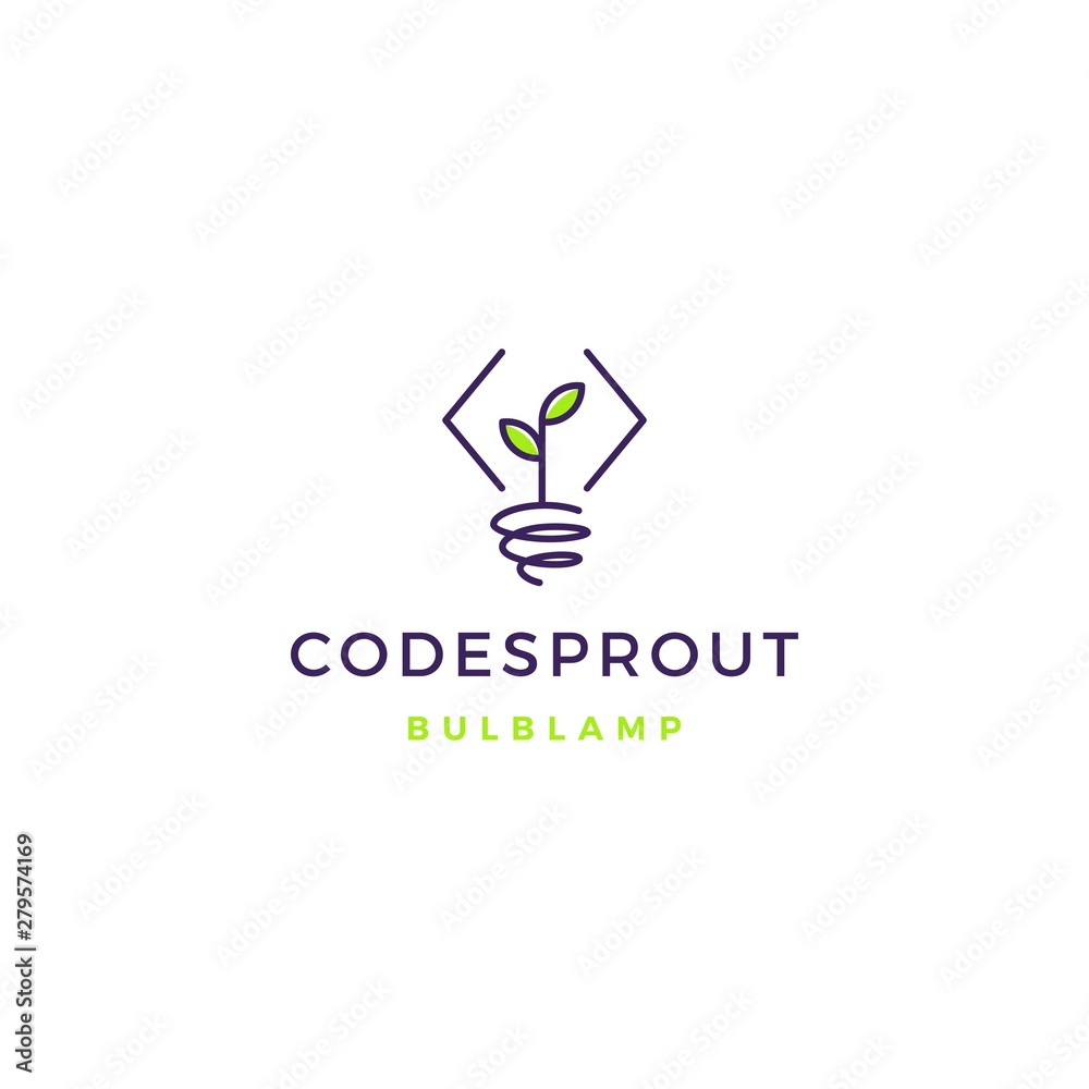 code bulb leaf sprout logo vector icon illustration code bulb leaf sprout logo vector icon illustration