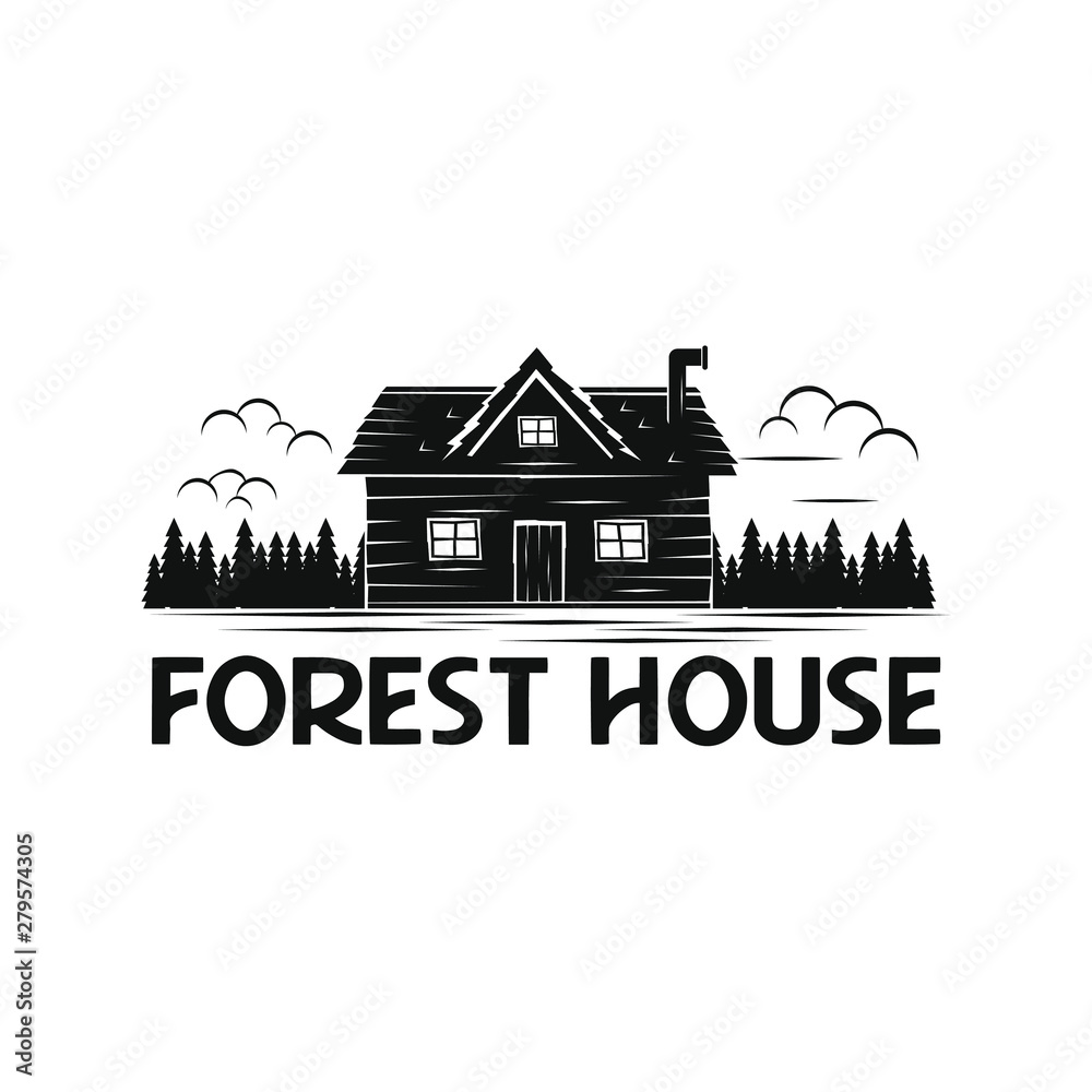 Black Forest House Logo Vector