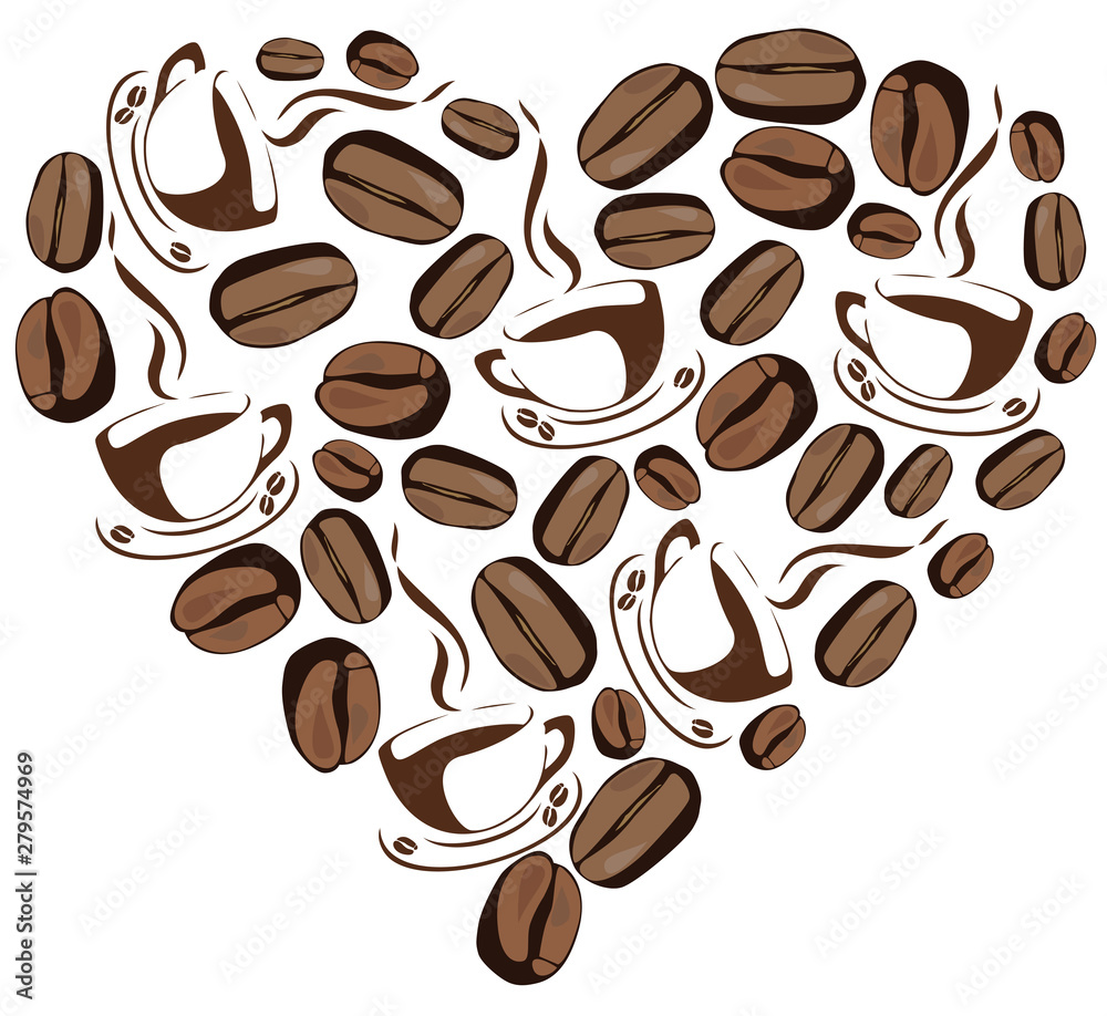 Obraz premium Vector Coffee Heart