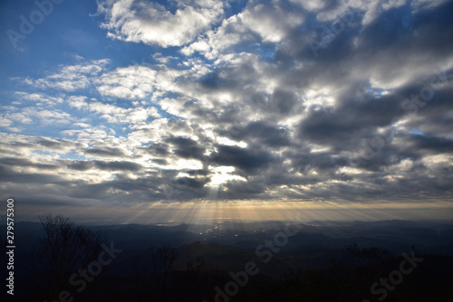 Sun light ray from summit