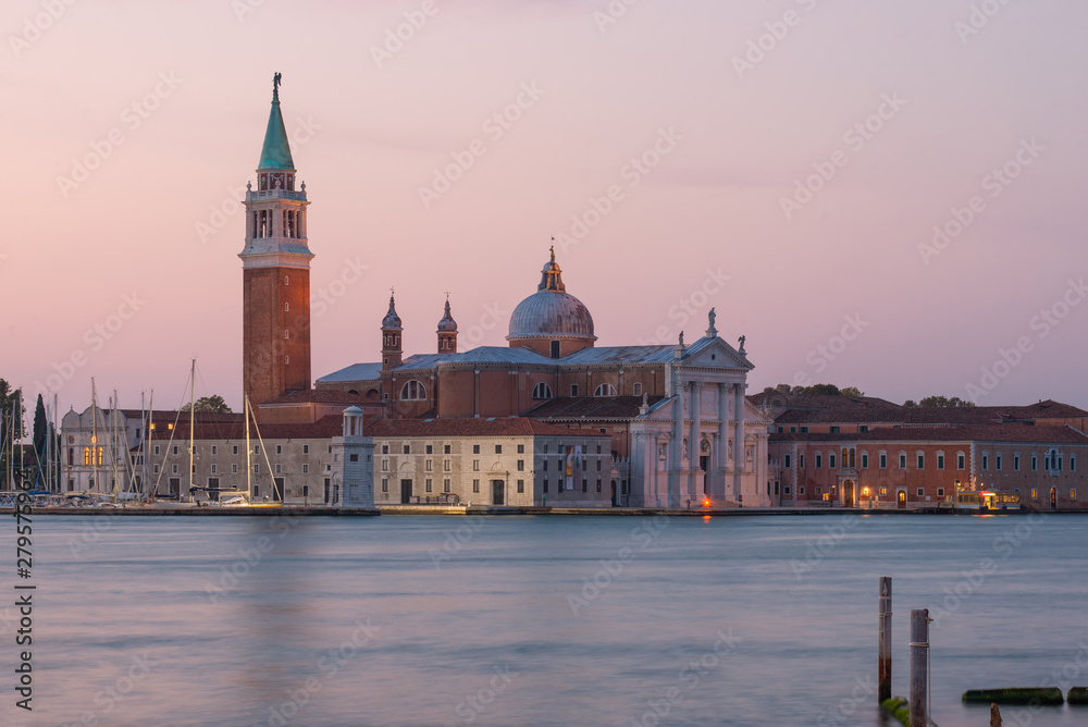 Cathedral of San Giorgio Maggiore in the dawn of September. Venice, Italy