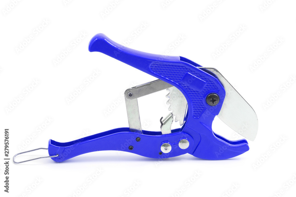 Tools for cutting polypropylene tubes, isolated on a white background. Used to install plumbing and heating pipes made of polypropylene Tools for cutting polypropylene tubes, isolated on a white background. Used to install plumbing and heating pipes made of polypropylene