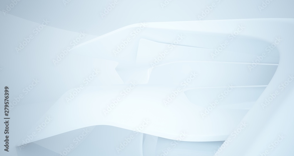 Abstract architectural white smooth interior of a minimalist house with large windows.. 3D illustration and rendering. Abstract architectural white smooth interior of a minimalist house with large windows.. 3D illustration and rendering.