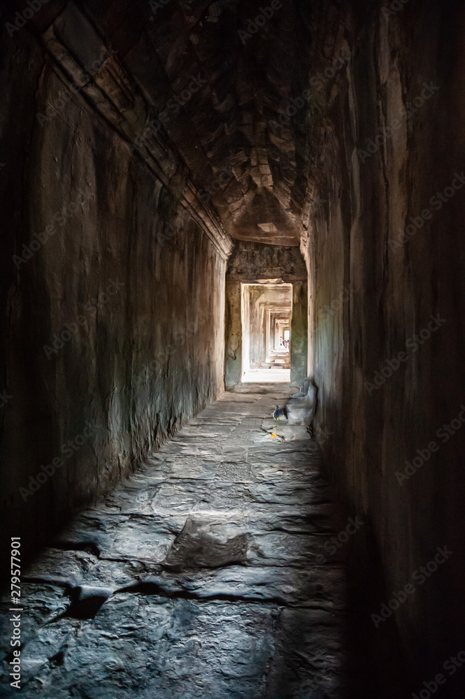 Dark Hallway at Angkor Wat