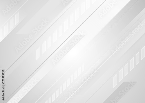 Grey and white tech geometric minimal design. Abstract futuristic monochrome background. Vector illustration