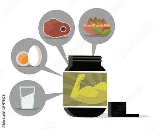whey milk, meat, eggs and soy protein supplement sources