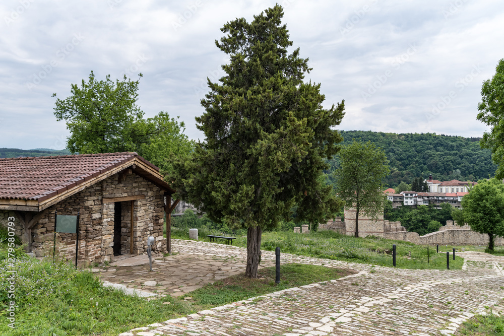 Church and part of wall  of Trapezitsa fortress. Veliko Tarnovo in Bulgaria.