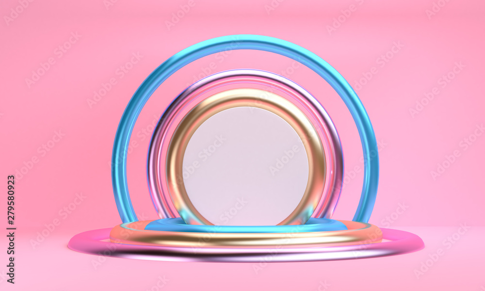 Obraz premium Minimalist abstract background, primitive geometrical figures, 3D render.