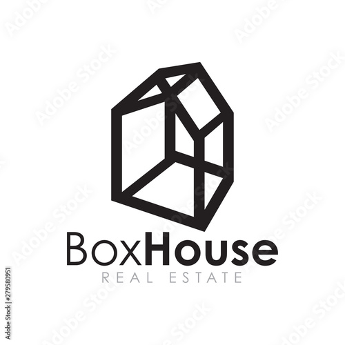 Modern minimalist box house logo design.