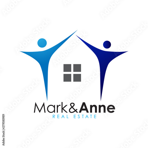 Modern minimalist family house logo design.