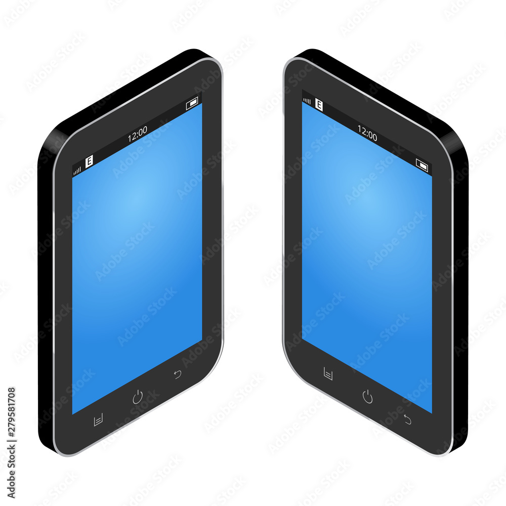 Isometric vector smartphone set from two angles Isometric vector smartphone set from two angles