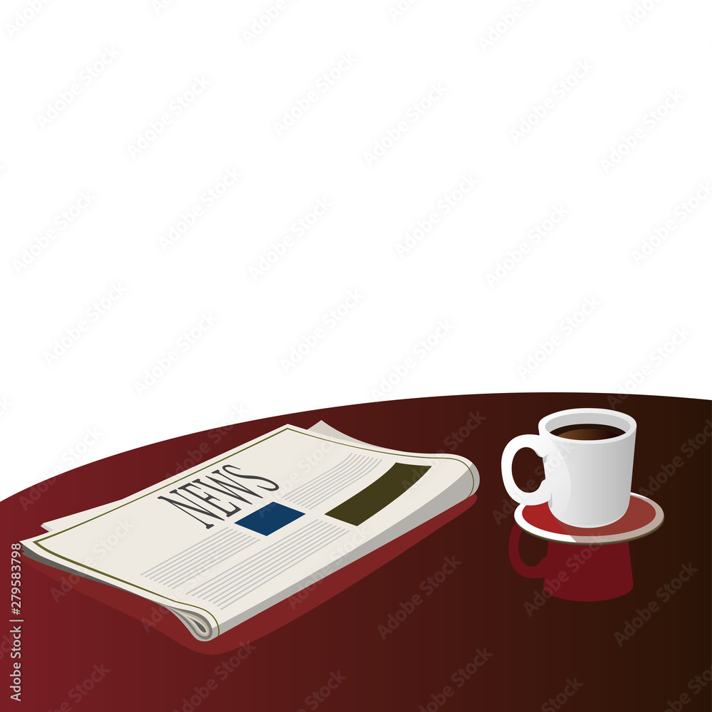 Coffee cup with newspaper on the table Coffee cup with newspaper on the table