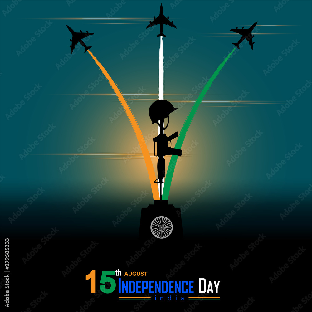 15 august- illustration of Indian army memorial background ...