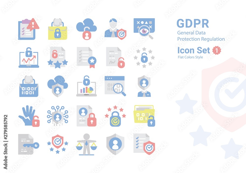 GDPR icon collection with Flat Style Vol. 1