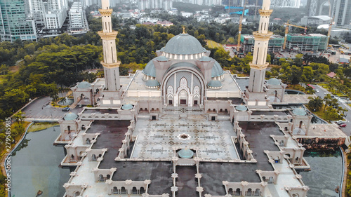 Photography Aerial view of the Federal Territory Mosque, also known as Masjid Wilayah Persek