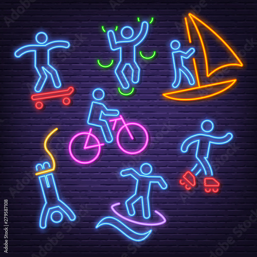 extreme sport neon icons