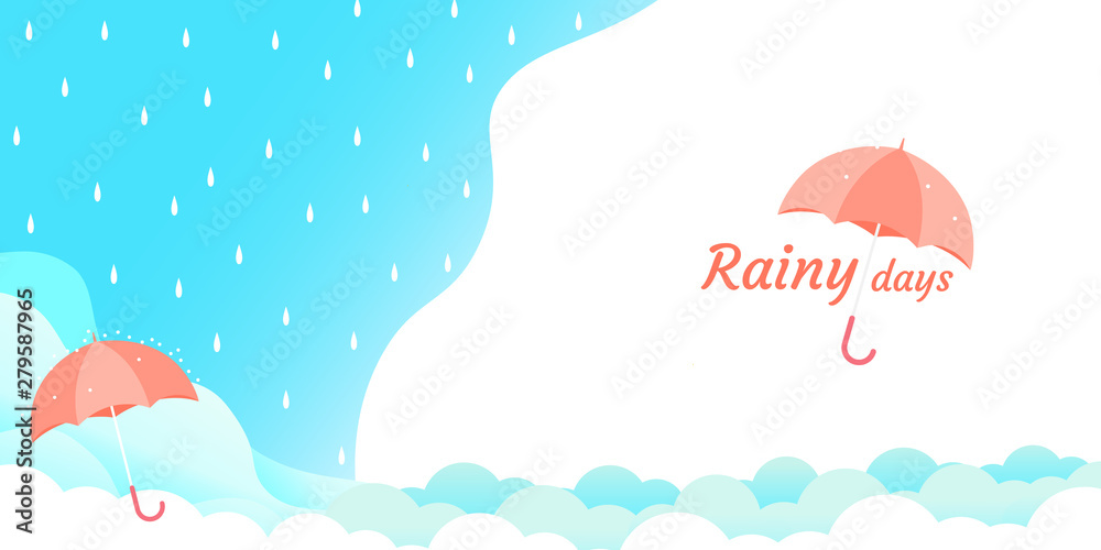 rainy season umbrella float on sky vector rainy season umbrella float on sky vector