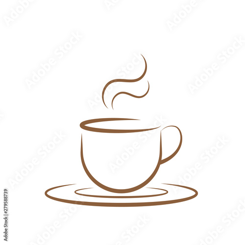 Coffee cup with smoke. Vector Illustration icon. Flat Style. Design for Cafeteria Posters and Banners Cards
