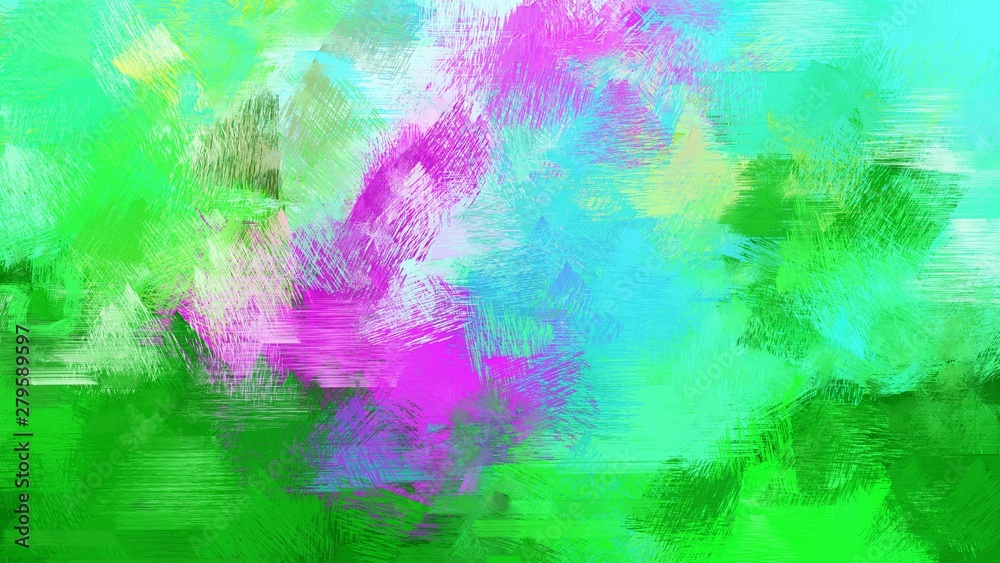 artistic illustration painting with lime green, thistle and turquoise colors. use it as creative background or texture