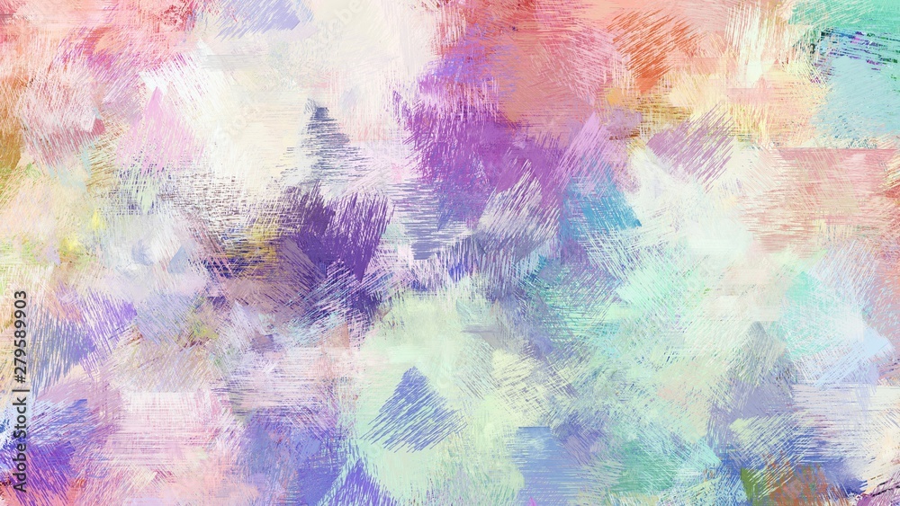 abstract brush painting for use as background, texture or design element. mixed colours of light gray, pastel purple and teal blue
