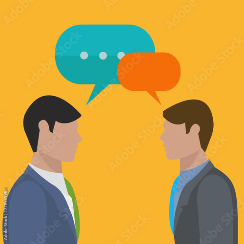 Businessmen talking and discussing business vector illustration