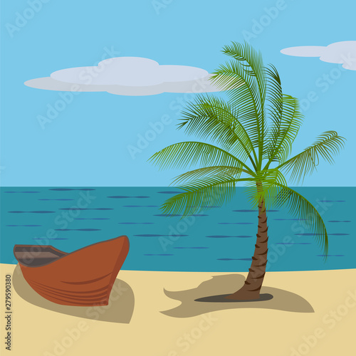 Vector drawing of a holiday tropical destination