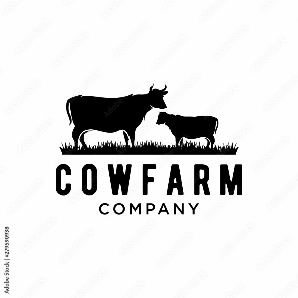Cattle and grass logo design illustration Cattle and grass logo design illustration