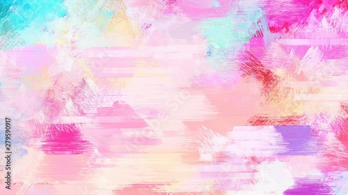 brush painting with mixed colours of pastel pink, neon fuchsia and turquoise. abstract grunge art for use as background, texture or design element