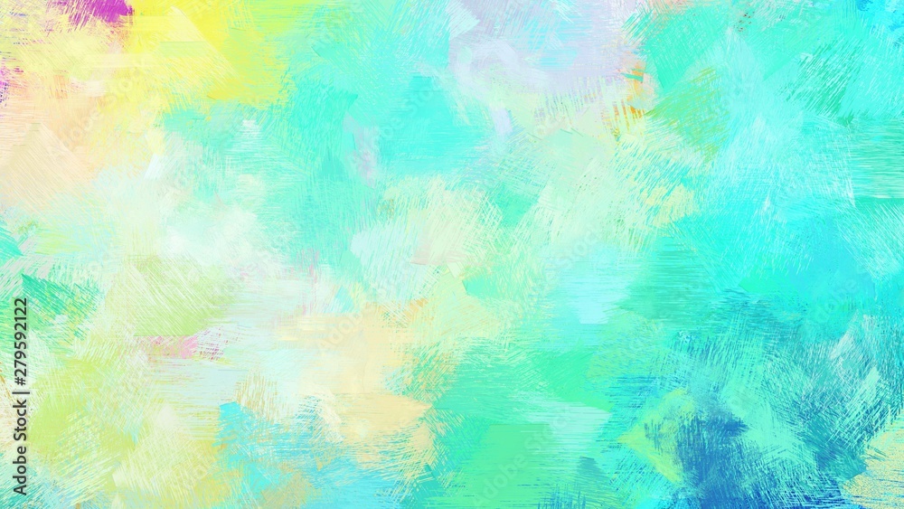 abstract brush painting for use as background, texture or design element. mixed colours of tea green, turquoise and aqua marine