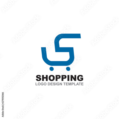 Fototapeta Naklejka Na Ścianę i Meble -  Shopping cart logo design vector template