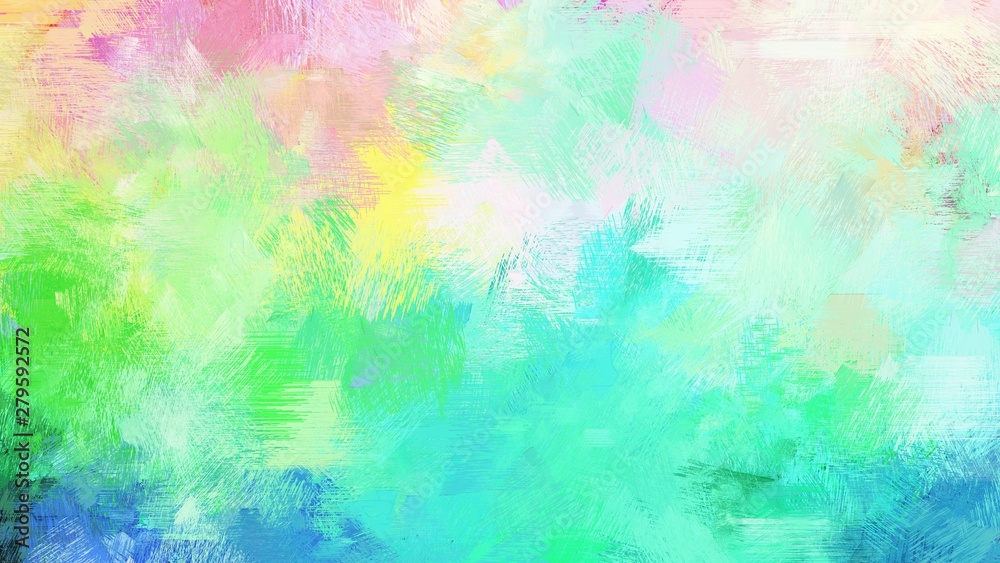 bright brushed painting with tea green, medium turquoise and aqua marine colors. use it as background or texture