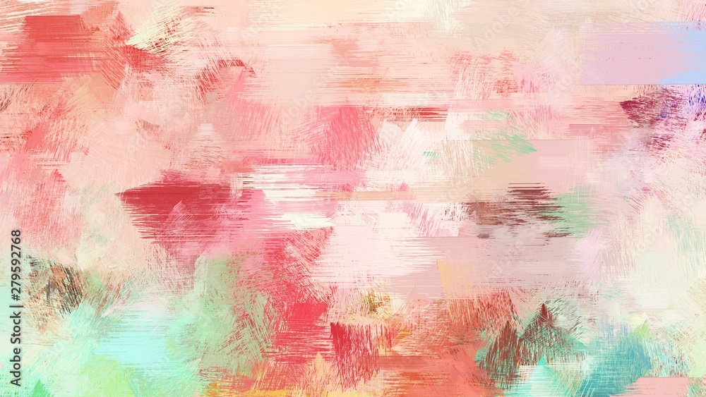 bright brushed painting with baby pink, moderate red and cadet blue colors. use it as background or texture
