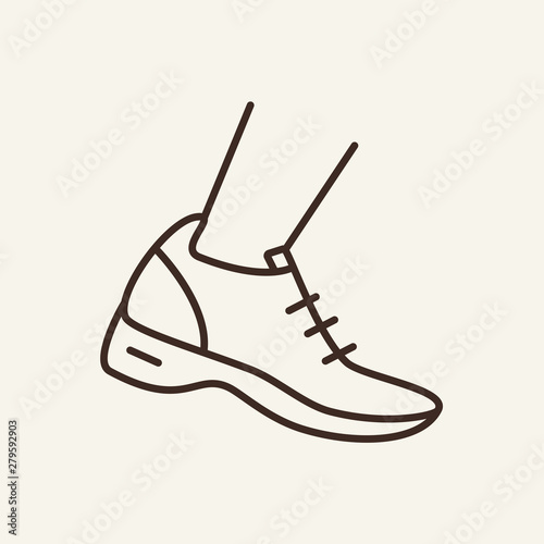 Step line icon. Trainers, foot, walking. Sport concept. Vector illustration can be used for topics like sport, fitness, healthy lifestyle