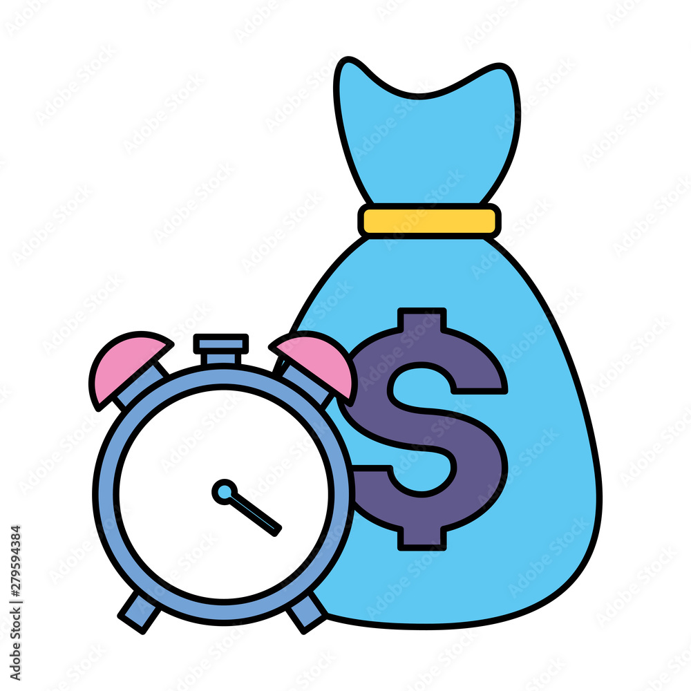 money bag economy with alarm clock money bag economy with alarm clock