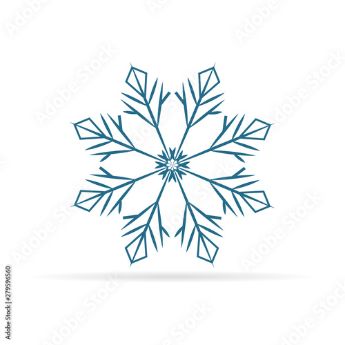 Snowflake icon. Christmas and winter emblem. Vector sign. Stencil, scantling design.